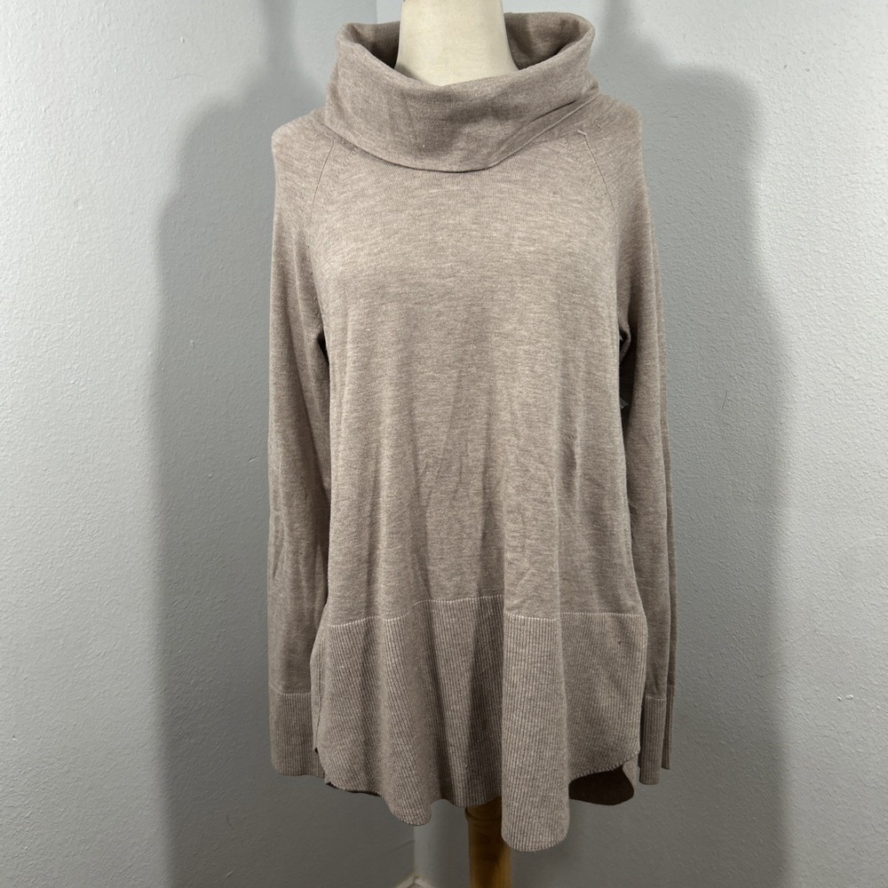 Raya Sweater Womens‎ M Tan Neutral Turtleneck Tunic Cozywear Minimalist
